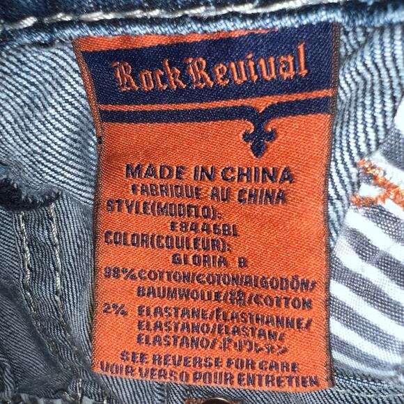 Mid Rise Rock Revival Jeans Gloria Boot Cut Size 30 Style E8446BL Sequin Studded - Picture 14 of 15